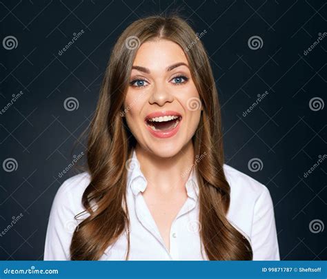 Happy Woman Face Portrait Positive Emotion Stock Image Image Of