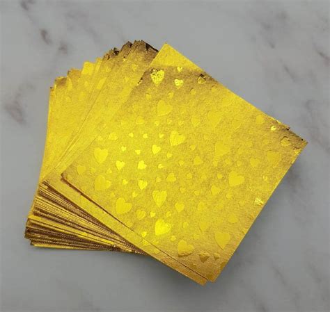 100 Gold Heart Origami Paper Sheets Paper Pack 500 1000 Etsy