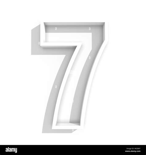 3d White Isolated Number 7 Seven In White Background With Shadow Stock