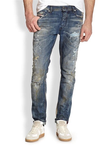 Diesel Tepphar Distressed Jeans In Blue For Men Denim Lyst