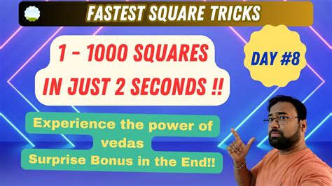 1 1000 Squares In Just 2 Seconds Best Square Trick In Hindi Vedic