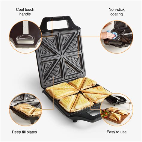 Check spelling or type a new query. VonShef Toastie Maker 4 Slice Sandwich Toaster Machine ...