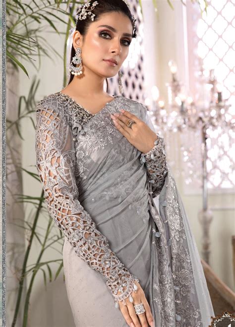 Maria B Embroidered Net Unstitched Saree Mb21mh D 01 Luxury Collection