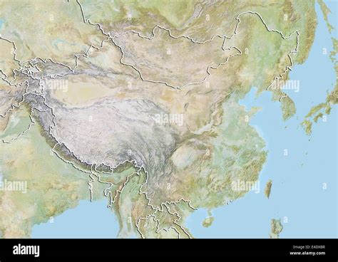 China Relief Map With Border Stock Photo Alamy