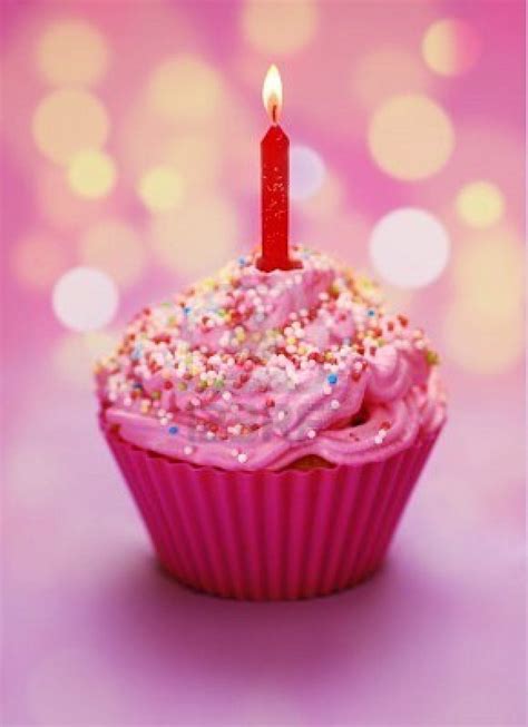 Pink Birthday Cupcake With A Candle Mias Birthday Pinterest