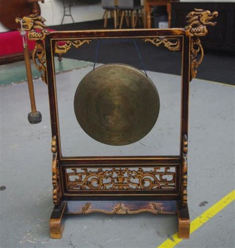 Large Chinese Gong On Stand Dinner Gongs Sundries