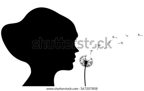 Girl Blowing Dandelion Silhouette Stock Vector Royalty Free 367207808