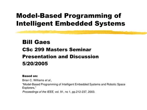 Ppt Model Based Programming Of Intelligent Embedded Systems