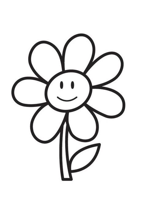 Dibujo para colorear flor | Flores fáciles de dibujar, Páginas para