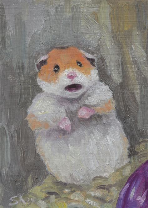 Hamster Oil Painting Meme Original Art Funny Animal Artwork Etsy