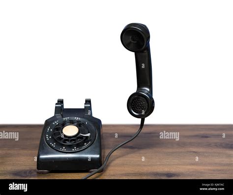 Antique Old Rotary Dial Telephone On Wooden Desk Stock Photo Alamy