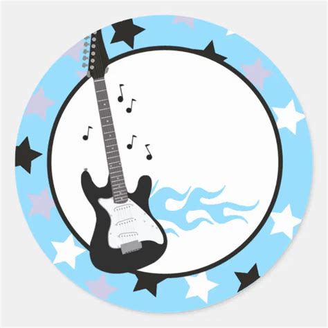Blue Rock Star Guitar Envelope Seals Zazzle