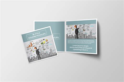 Square trifold brochure mockup psd. Square bi fold brochure mockup psd