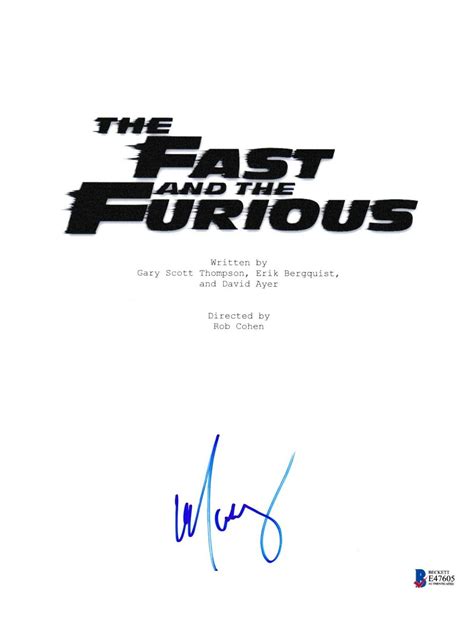 Michelle Rodriguez Signed Fast And Furious Script Beckett Bas Autograph