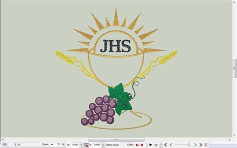 First Communion Chalice Wheat Grapes Embroidery Design File