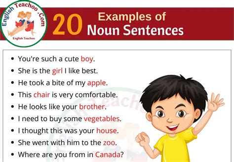 Examples Of Nouns In Sentences Englishteachoo