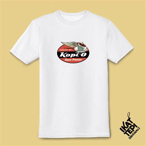 Ikat Tepi Originals Kopi O Kaw Power T Shirt White Cotton Round