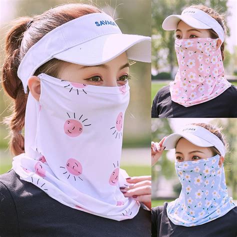 Cheers Summer Women Floral Print Anti Uv Windproof Outdoor Face Cover