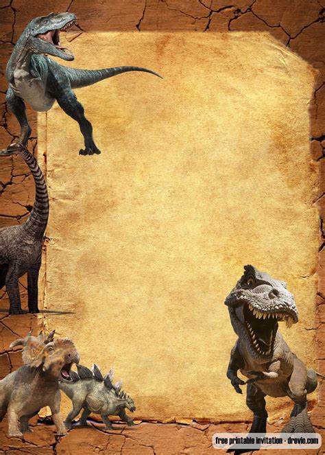 Free Jurassic Park Dinosaurs Vintage Invitation Templates Dinosaur