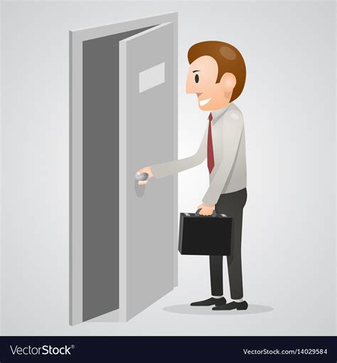 Office Man Opening A Door Royalty Free Vector Image