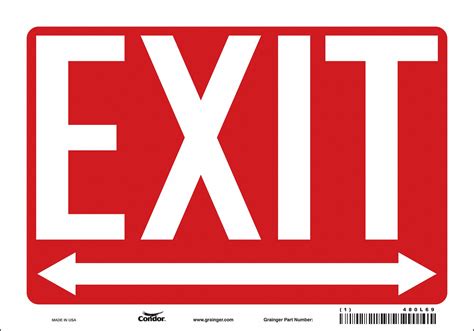 CONDOR Safety Sign, Exit, Sign Header No Header, Vinyl, 7 in x 10 in ...