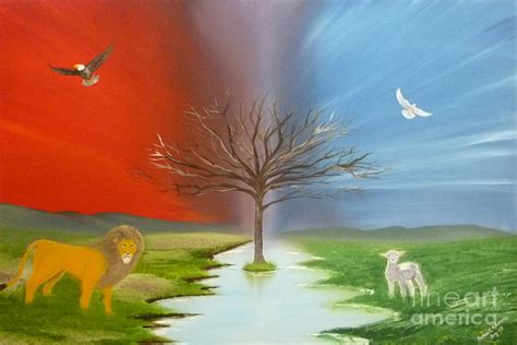 The Lion The Lamb The Eagle And The Dove Painting By Reuben Edwards