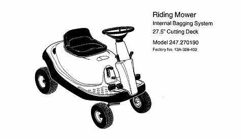 Craftsman 247270190 User Manual RIDING MOWER Manuals And Guides L0030081