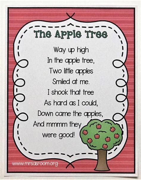The Apple Tree Poetry Pack With Images Preschool Poems Apple