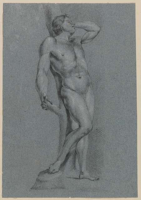 Jan Claudius De Cock Male Nude Standing Leaning Against A Tree