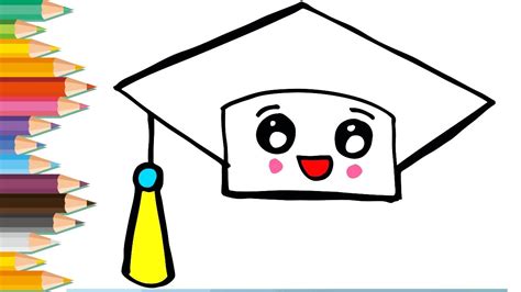 Drawing And Coloring A Cute Graduation Cap Super Easy Lovely Kids