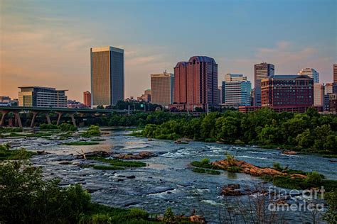 The Richmond City Skyline Above The Mighty James River 3179t Photograph