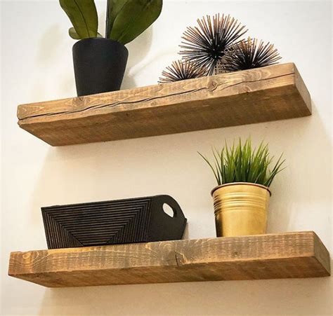 Rustic Floating Shelves Handcrafted Using Solid Wood 215cm Depth X