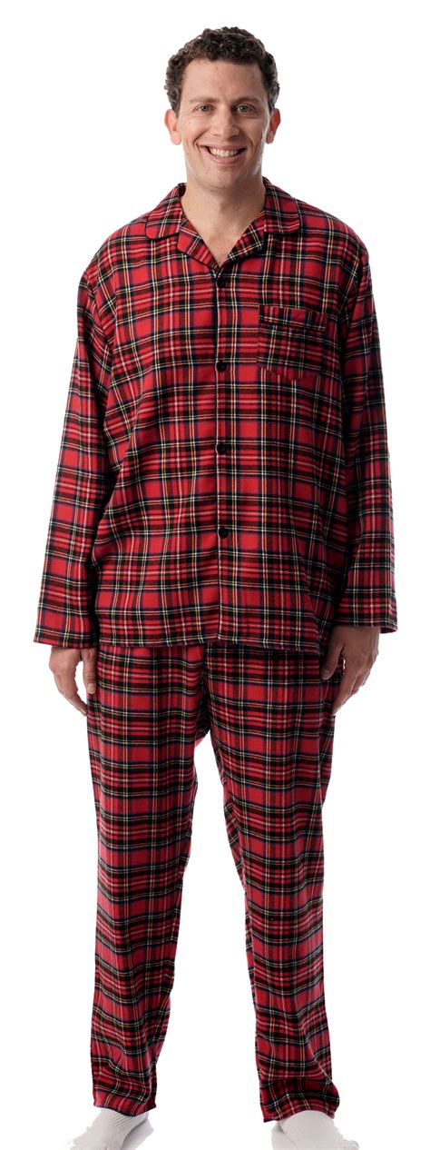 Followme Followme Mens Plaid Button Front Flannel Pajamas Set Red