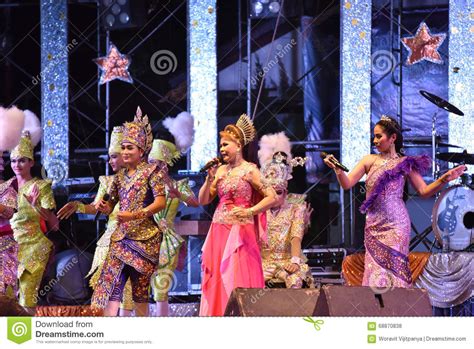 Singer And Dancers Thai Style Concert Editorial Stock Photo - Image of ...
