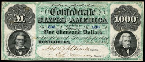 1861 Confederate 1000 Bill Coinsite
