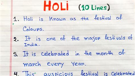 10 Lines Essay On Holi In English Holi Essay In English Easy Write