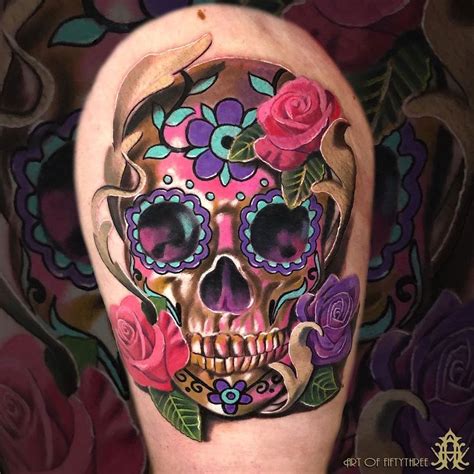 Thigh Female Sugar Skull Tattoo Katherineinwonderland Rebeca
