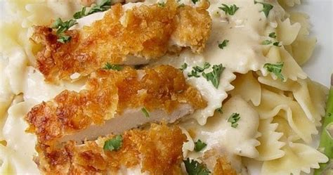 Fun Recipe World Crispy Chicken With Creamy Italian Sauce And Bowtie