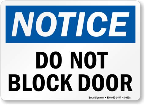 Do Not Block Door Signs Custom Door Signs And Braille Door Signs