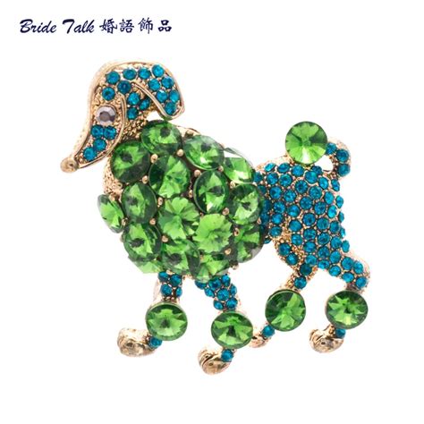 Rhinestone Crystal Dog Poodle Brooch Broach Pin Jewelry Bag Shoe