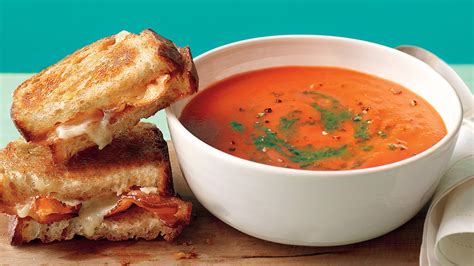 Tomato Soup With Bacon Grilled Cheese Recipe And Video Martha Stewart