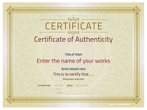 Certificate Of Authenticity Free And Simple To Use Templates Free