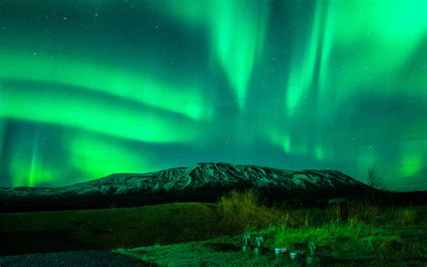 Aurora Borealis Northern Lights Night Green Stars