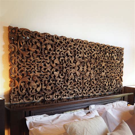 King Size Balinese Headboard Wood Carving