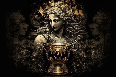 aphrodite greek mythology god black gold vase by generative ai stock illustratie illustration