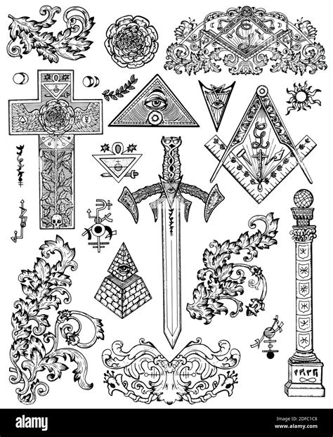 Occult And Esoteric Vector Engraved Illustration Tattoo Gothic And