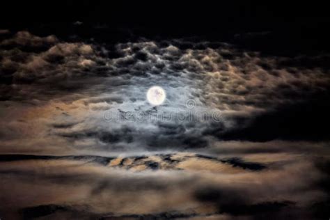 Clear Moonlit Night Moon And Clouds In The Night Sky Stock Photo