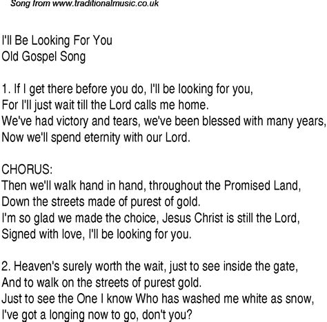Ill Be Looking For You Christian Gospel Song Lyrics And Chords