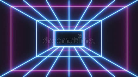 Abstract Rectangle Neon Lines Infinity Zoom Vj Loop Background Stock