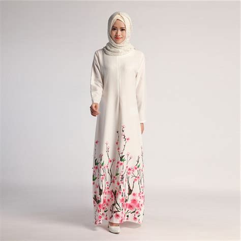 2018 Women Muslim Dress Digital Printed Long Sleeve Dresses Malaysia